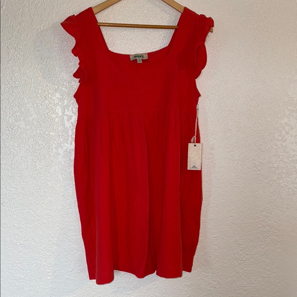 ROCKIN C Junior Red Ruffle Sleeve Dress zs M